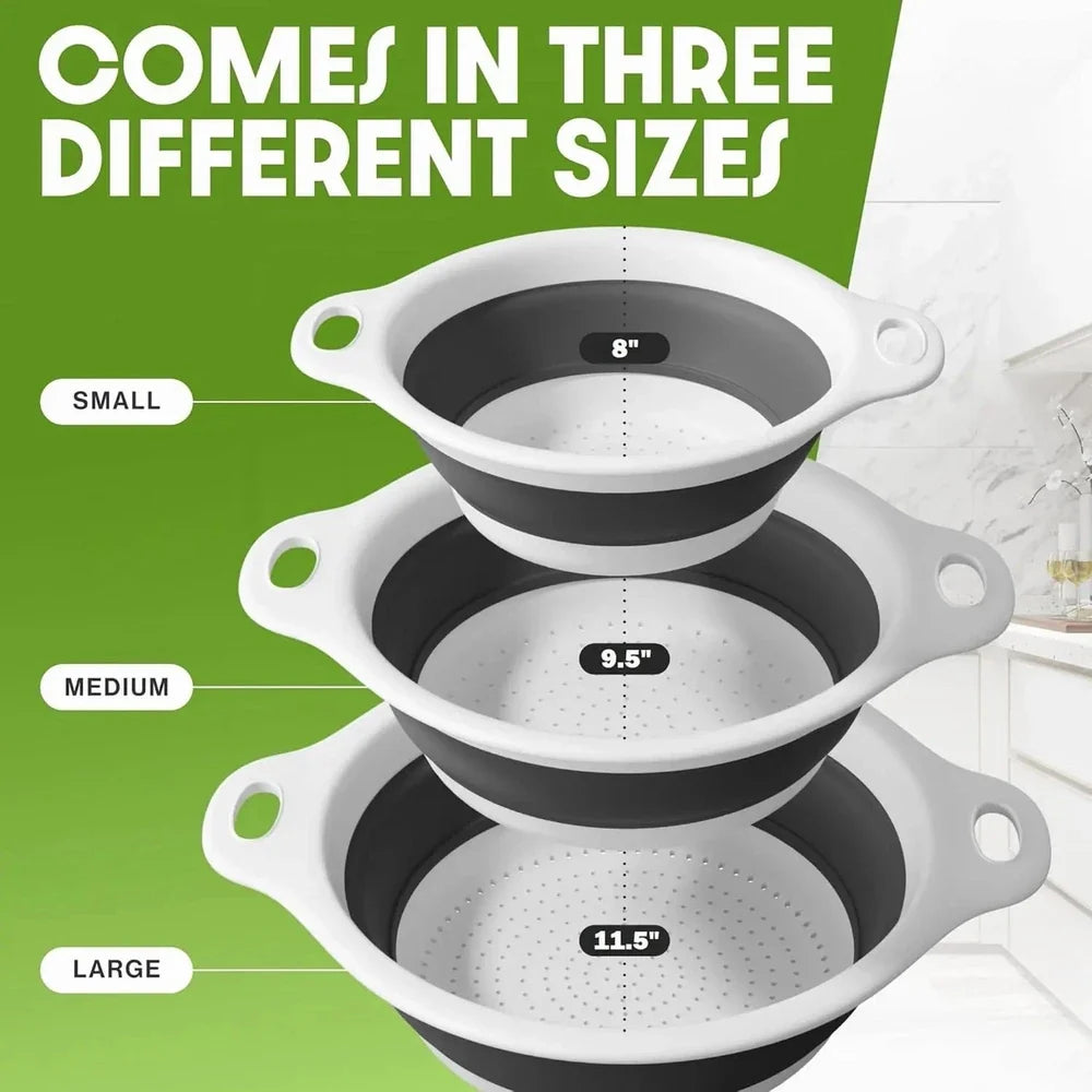 Collapsible Self-Draining Colander Set