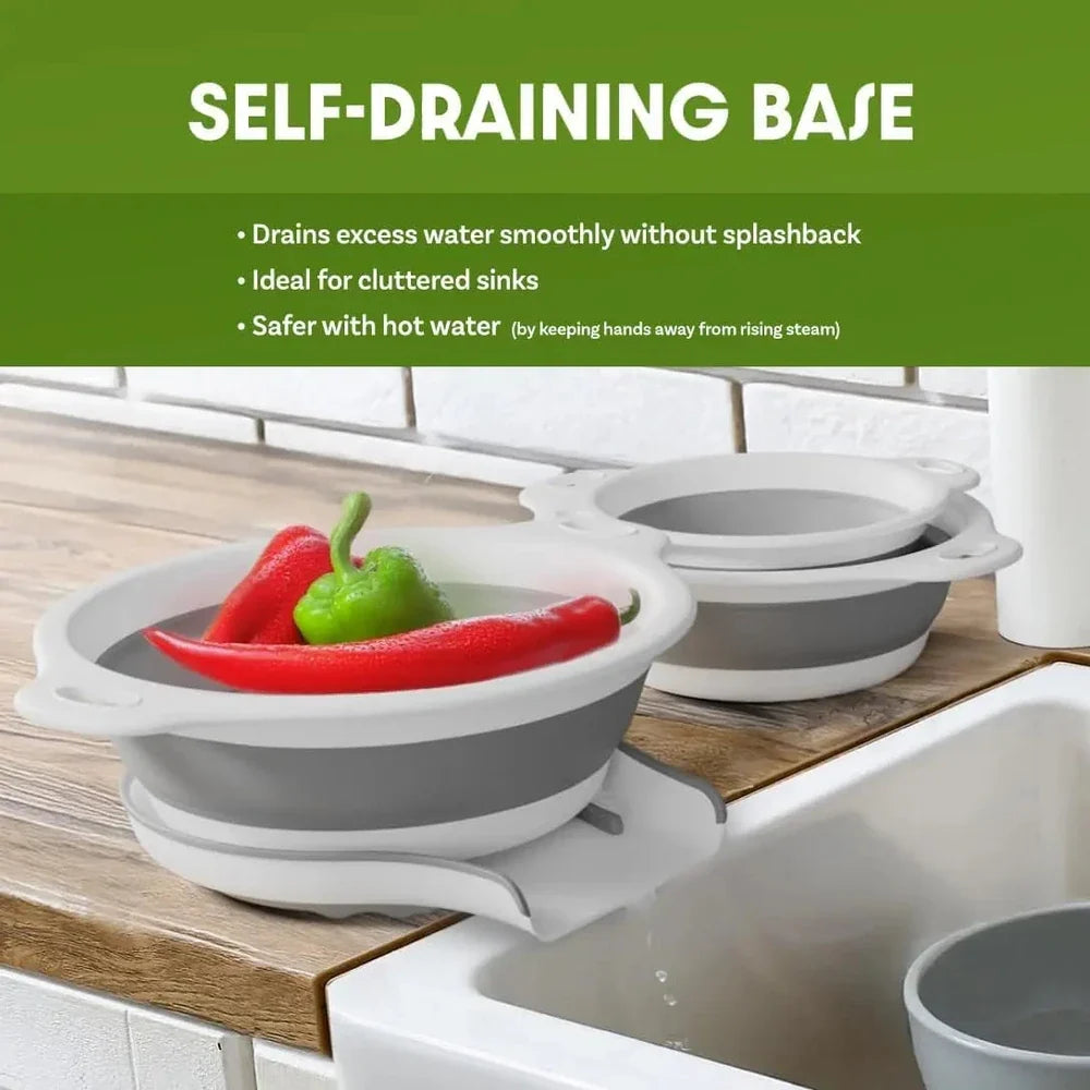Collapsible Self-Draining Colander Set