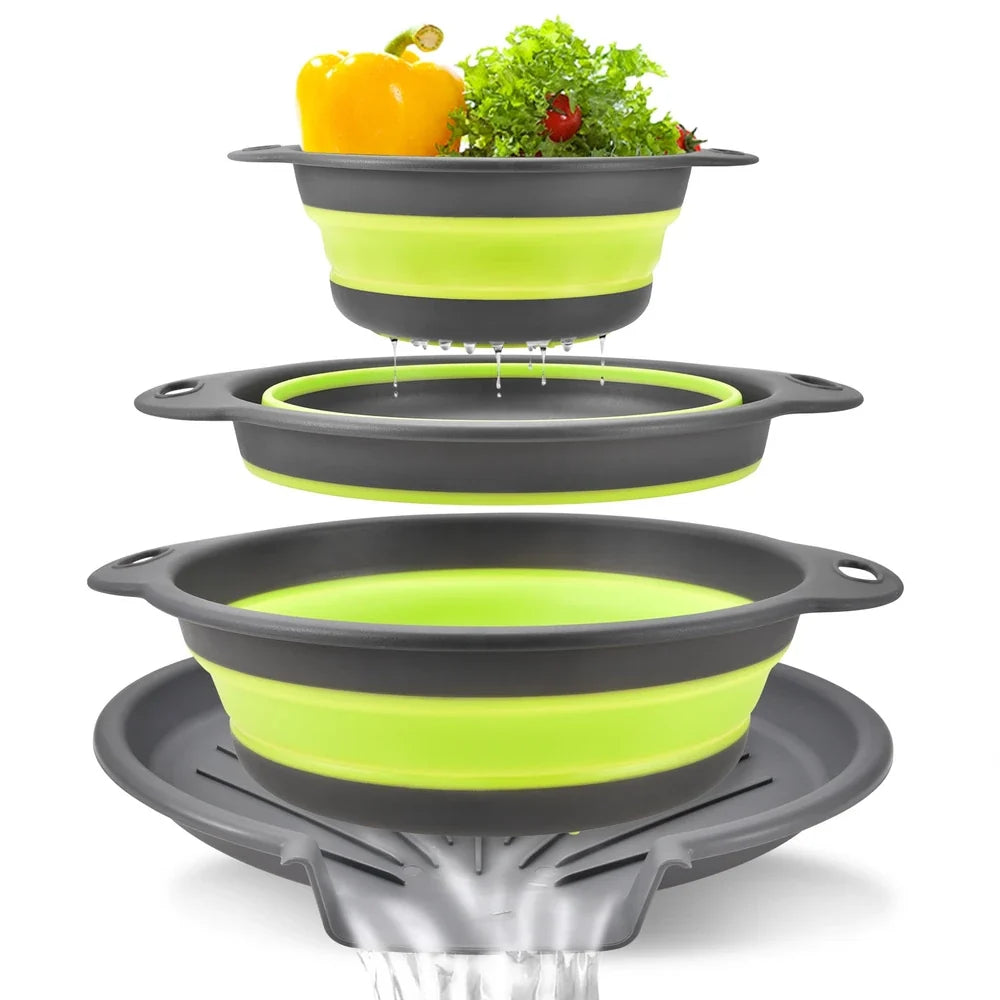 Collapsible Self-Draining Colander Set