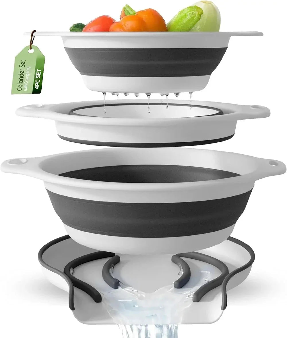 Collapsible Self-Draining Colander Set