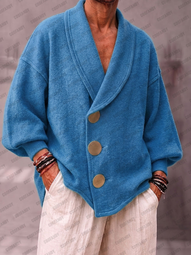 Designer Shawl Collar Knit Cardigan