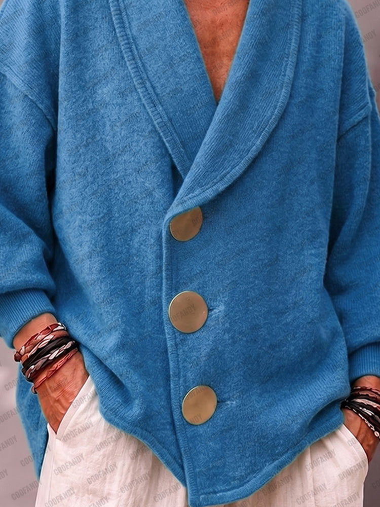 Designer Shawl Collar Knit Cardigan
