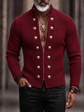 Refined Casual Button Accent Zip Knit Cardigan