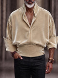 Luxe Velvet Double Placket Cinched Waist Shirt
