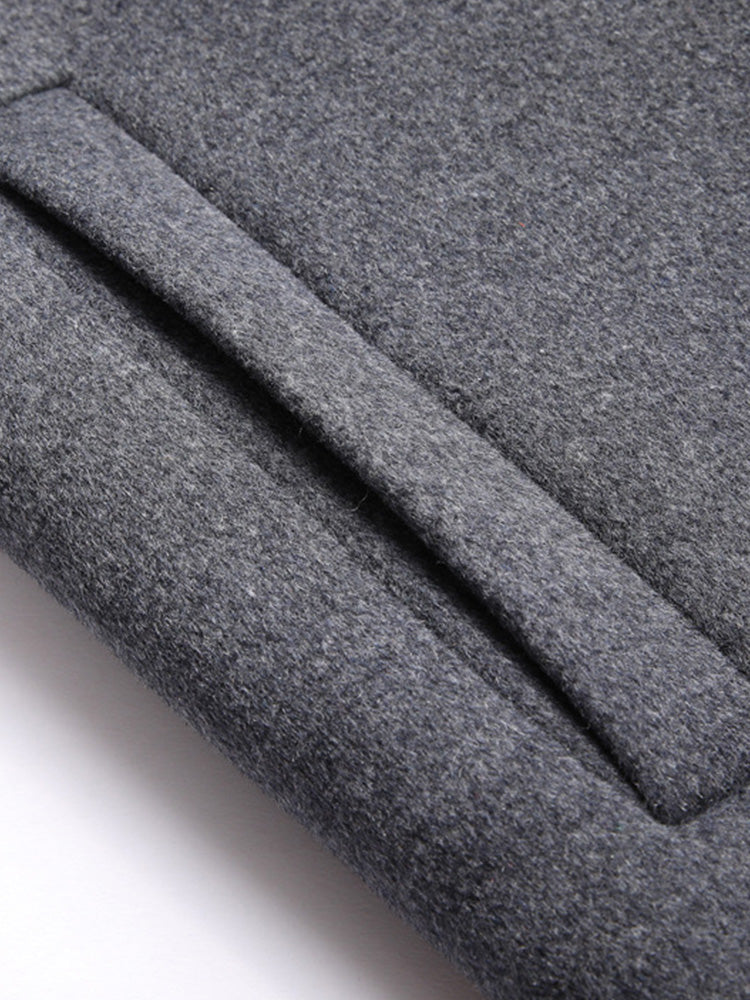 Faux Two-Piece Hooded Wool Blend Overcoat